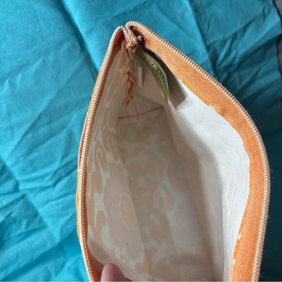 Pink Floral & Orange Scroll Canvas Bag Pouch See Pics for Measurements - Picture 7 of 9